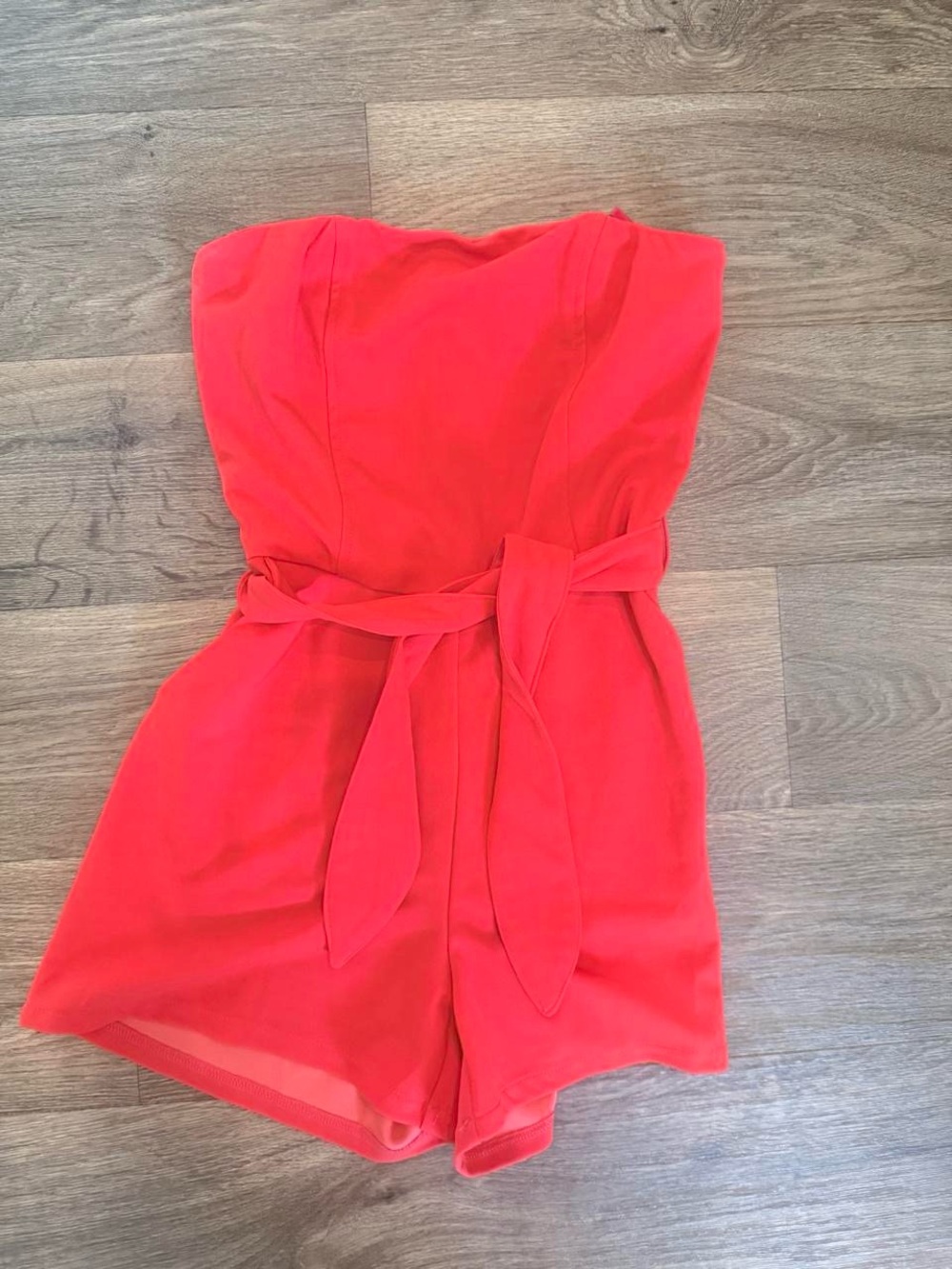 These Three Boutique Strapless Red Tie-Waist Romper